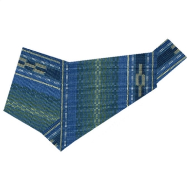 八重山ミンサー 半幅帯 藍 緑 グラデーション 草木染｜石垣市織物事業